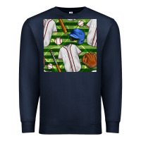 Navy baseball uniform and field seamless pattern Premium Sweatshirt - BundleAndBundleShop