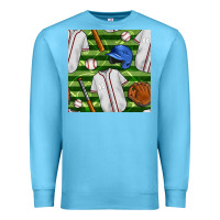 Ocean Blue baseball uniform and field seamless pattern Premium Sweatshirt - BundleAndBundleShop