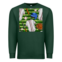 Sports Green baseball uniform and field seamless pattern Premium Sweatshirt - BundleAndBundleShop