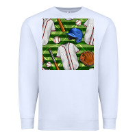 White baseball uniform and field seamless pattern Premium Sweatshirt - BundleAndBundleShop
