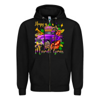 Black happy mardi gras truck olivia Zipper Hoodie - OliviaCreatesArt