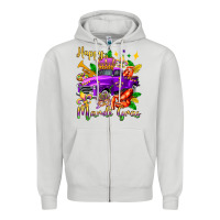 Dove Grey happy mardi gras truck olivia Zipper Hoodie - OliviaCreatesArt
