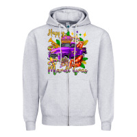 Heather Grey happy mardi gras truck olivia Zipper Hoodie - OliviaCreatesArt