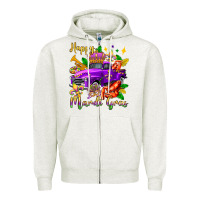 Oatmeal Heather happy mardi gras truck olivia Zipper Hoodie - OliviaCreatesArt
