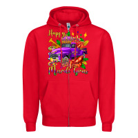 Red happy mardi gras truck olivia Zipper Hoodie - OliviaCreatesArt