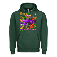 Sports Green happy mardi gras truck olivia Zipper Hoodie - OliviaCreatesArt