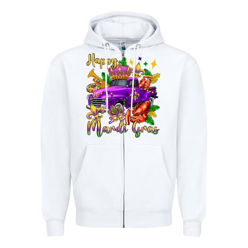Happy Mardi Gras Truck Olivia Zipper Hoodie by OliviaCreatesArt | Teevron