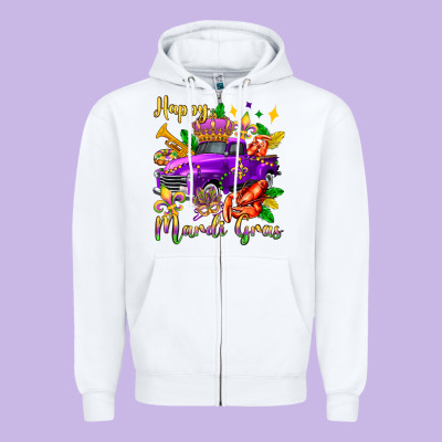 Happy Mardi Gras Truck Olivia Zipper Hoodie Designed By Oliviacreatesart
