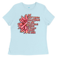 Baby Blue pink sunflower and cancer ribbon breast cancer Ladies Tee - MaliasSmallBusiness