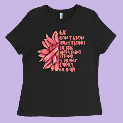 Pink Sunflower And Cancer Ribbon Breast Cancer Ladies Tee Designed By Maliassmallbusiness
