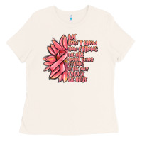 Bone pink sunflower and cancer ribbon breast cancer Ladies Tee - MaliasSmallBusiness