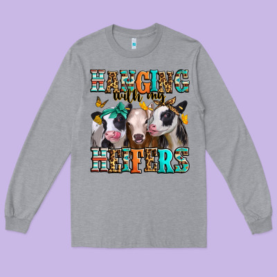 Hanging With My Heifers Long Sleeve Tee Designed By Jasminsmagicworld
