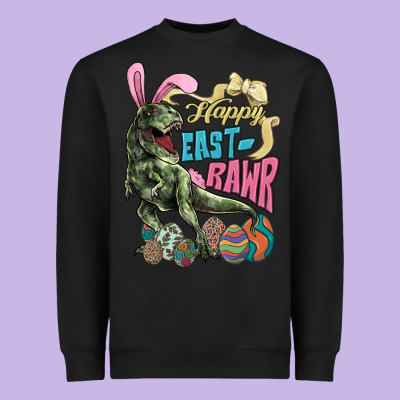 Happy Easter Day T-rex Heavyweight Sweatshirt Designed By Howdyjamesfarm