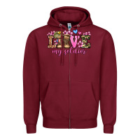 Burgundy love my soldier olivia Zipper Hoodie - OliviaCreatesArt
