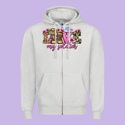 Love My Soldier Olivia Zipper Hoodie Designed By Oliviacreatesart
