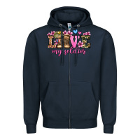 Navy love my soldier olivia Zipper Hoodie - OliviaCreatesArt