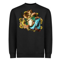 Black Cow skull Cowboy boots hats sunflowers Heavyweight Sweatshirt - HowdyJamesFarm