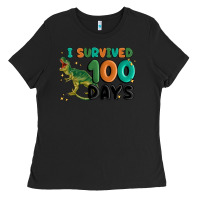 Black i survived 100 days Ladies Tee - MaliasSmallBusiness