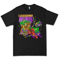 Black mardi gras louisiana map Premium Tee - MaliasSmallBusiness