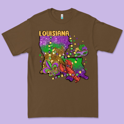 Mardi Gras Louisiana Map Premium Tee Designed By Maliassmallbusiness