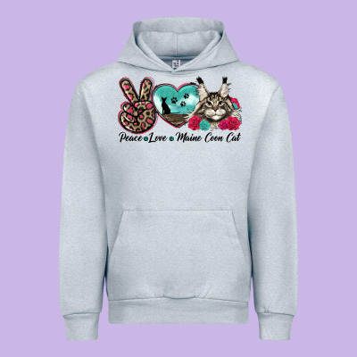 Peace Love Maine Coon Cat Urban Hoodie Designed By Lillyallendesigns