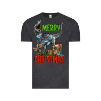Vintage Black merry christmas velociraptor Vintage Tee - LillyAllenDesigns