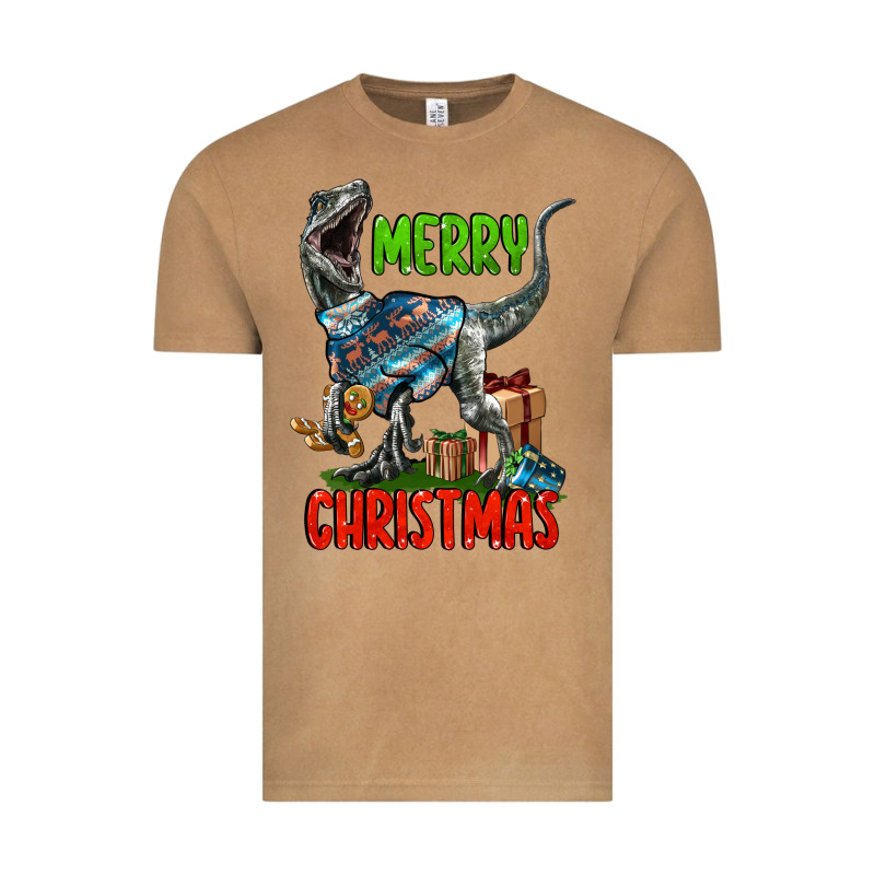 Merry Christmas Velociraptor Vintage Tee by LillyAllenDesigns | Teevron