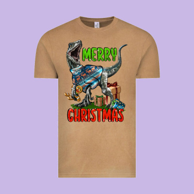 Merry Christmas Velociraptor Vintage Tee Designed By Lillyallendesigns