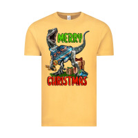 Vintage Mustard merry christmas velociraptor Vintage Tee - LillyAllenDesigns