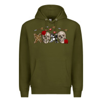 Army Green Xoxo Valentine skulls Valentine's Day Premium Hoodie - FaDigitalArtStudio