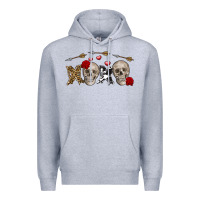 Heather Grey Xoxo Valentine skulls Valentine's Day Premium Hoodie - FaDigitalArtStudio
