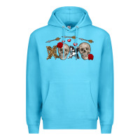 Ocean Blue Xoxo Valentine skulls Valentine's Day Premium Hoodie - FaDigitalArtStudio