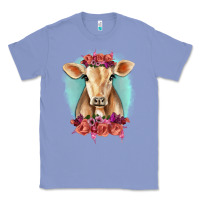 Colony Blue Floral Cow Classic Tee - RanaPortraitStore