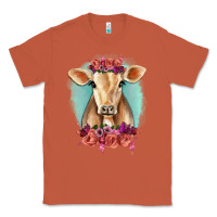 Copper Floral Cow Classic Tee - RanaPortraitStore