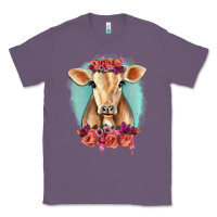 Lavender Floral Cow Classic Tee - RanaPortraitStore