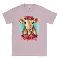 Lilac Floral Cow Classic Tee - RanaPortraitStore