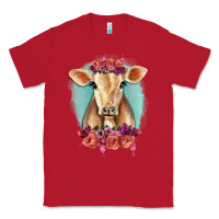 Red Floral Cow Classic Tee - RanaPortraitStore