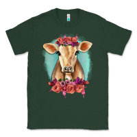 Sports Green Floral Cow Classic Tee - RanaPortraitStore