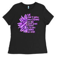 Purple Pancreatic Cancer Sunflower And Cancer Ribb Ladies Tee | Teevron