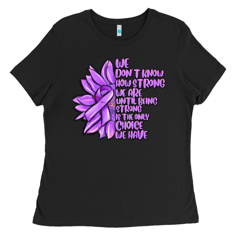 Purple Pancreatic Cancer Sunflower And Cancer Ribb Ladies Tee by MaliasSmallBusiness | Teevron