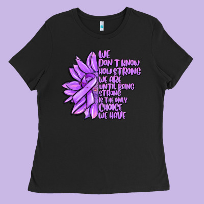 Purple Pancreatic Cancer Sunflower And Cancer Ribb Ladies Tee Designed By Maliassmallbusiness
