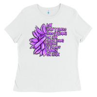 White purple pancreatic cancer sunflower and cancer ribb Ladies Tee - MaliasSmallBusiness