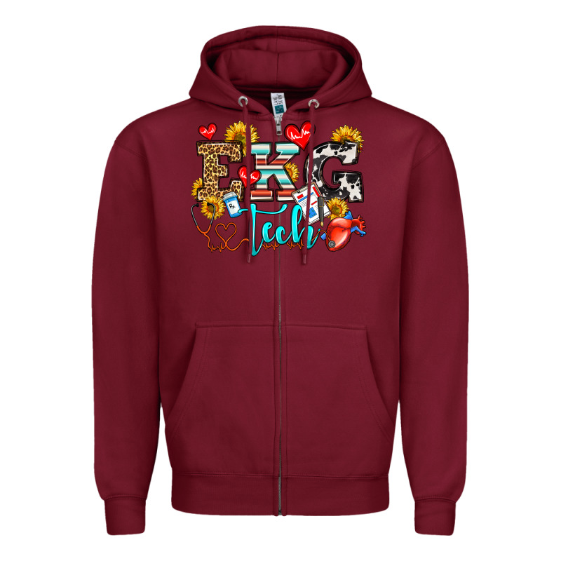 Ekg Tech Zipper Hoodie by OliviaCreatesArt | Teevron