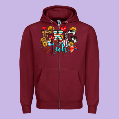 Ekg Tech Zipper Hoodie Designed By Oliviacreatesart