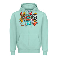 Seafoam ekg tech Zipper Hoodie - OliviaCreatesArt