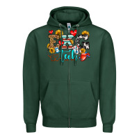 Sports Green ekg tech Zipper Hoodie - OliviaCreatesArt