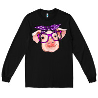 Black pig with bandana Long Sleeve Tee - RanaPortraitStore