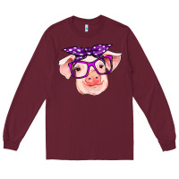 Burgundy pig with bandana Long Sleeve Tee - RanaPortraitStore