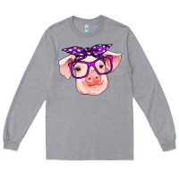 Heather Grey pig with bandana Long Sleeve Tee - RanaPortraitStore