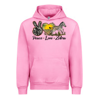 Fuchsia Pink peace love zebra Urban Hoodie - LillyAllenDesigns